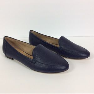Talbots Navy Blue Leather Embossed Slip On Flats